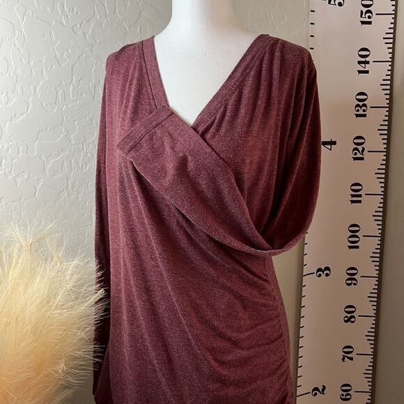 UNBRANDED purple long sleeve wrap front top w/ ruched sides. SZ S. - Picture 4 of 10